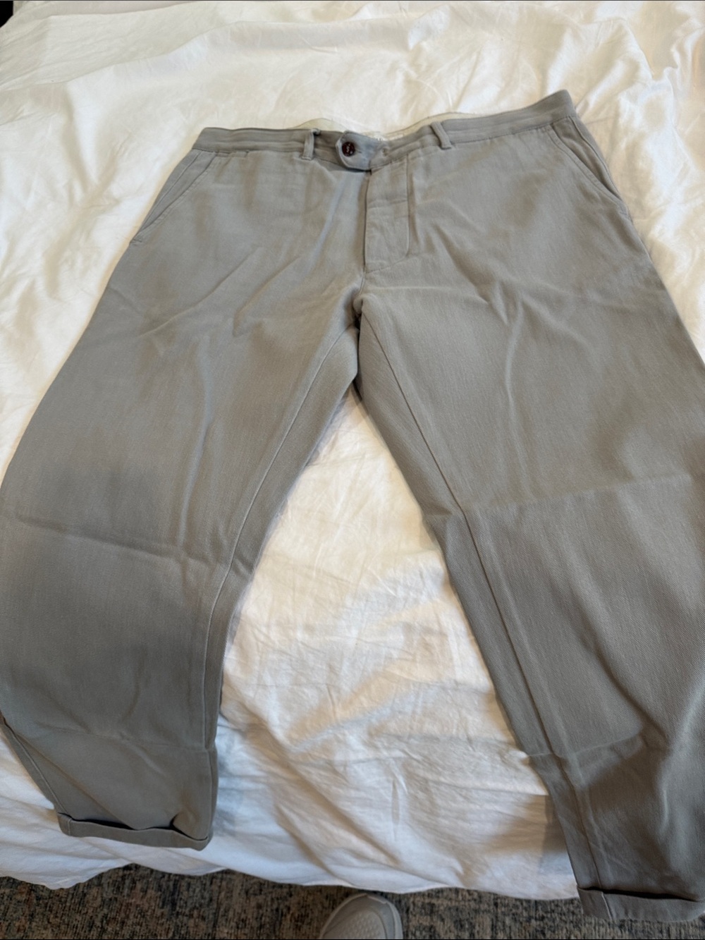 Officine Generale Men's Casual Slim Straight-Leg Pants - Light Gray